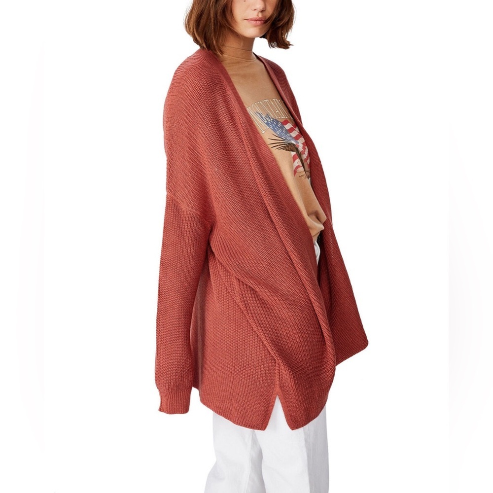Cotton On Women's Archy Cardigan Sweater Size Medium Canyon Rose Marsala Twist - Picture 4 of 16